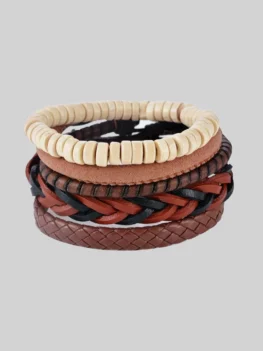 Leather, Multilayer Bead & Punk Wrap Bracelets – 503